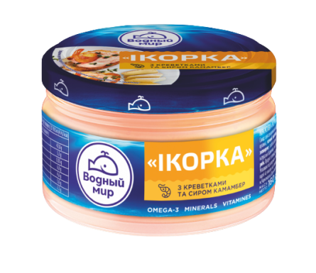Ікра мойви з креветками та сиром камамбер 160г ТМ “Водний мир”