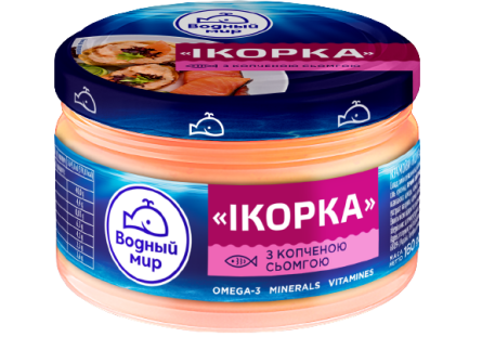 Ікра мойви з копченою сьомгою 160г ТМ “Водний мир”